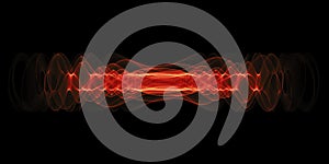 Plasma or high energy force concept. Red glowing energy waves isolated over black background.