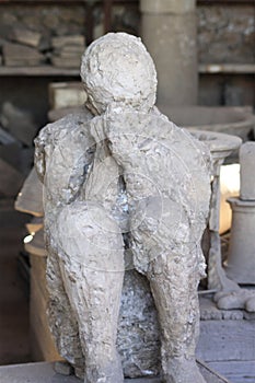 Plaster Cast of Seated Roman Men - Pompeii