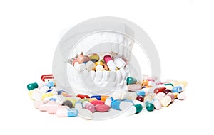 Plaster cast of teeth full of pharmaceuticals