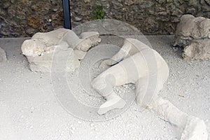 Plaster casts of two victims in Pompeii photo