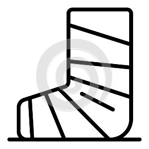 Plaster leg icon, outline style