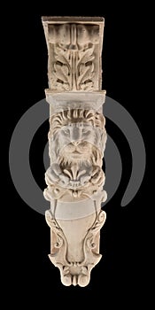 Plaster lion sculpture, pommel column