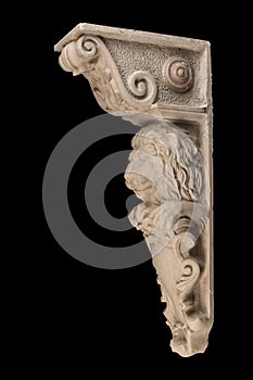 Plaster lion sculpture, pommel column