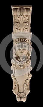 Plaster lion sculpture, pommel column