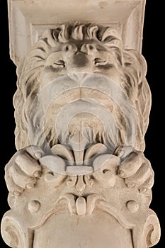 Plaster lion sculpture, pommel column