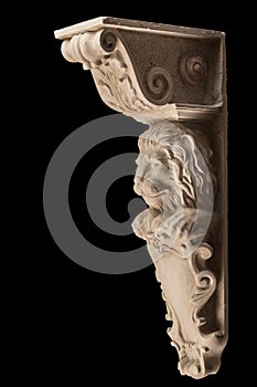 Plaster lion sculpture, pommel column