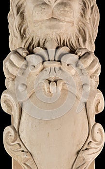 Plaster lion sculpture, pommel column