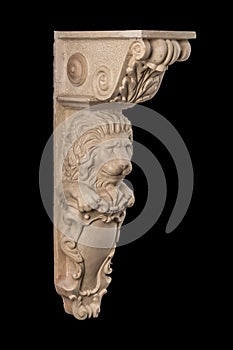 Plaster lion sculpture, pommel column