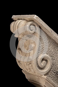 Plaster lion sculpture, pommel column