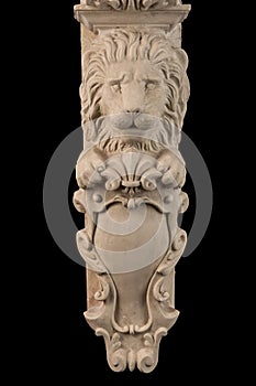 Plaster lion sculpture, pommel column