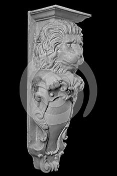 Plaster lion sculpture, pommel column