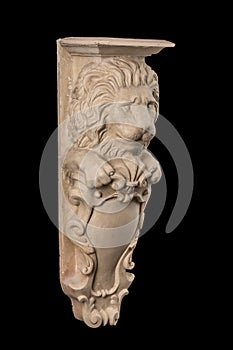 Plaster lion sculpture, pommel column