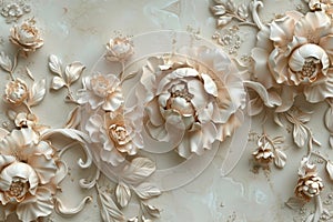 Plaster Relief with Floral Designs in Classical Style