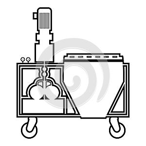 Plaster station Wall decoration machine Solution mixing icon outline black color vector illustration flat style image