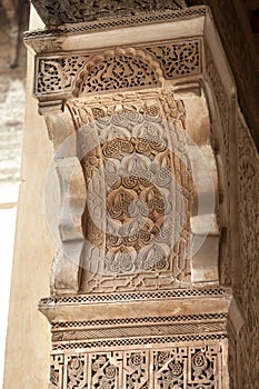 Plaster wall decoration in the Medersa ben Youssef