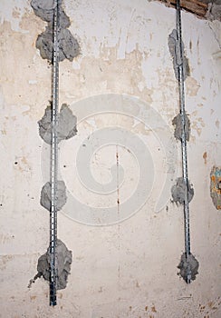 Plaster on the wall of the lighthouse