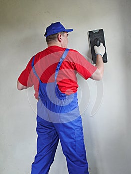 Plasterer at work