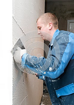 Plasterer at work