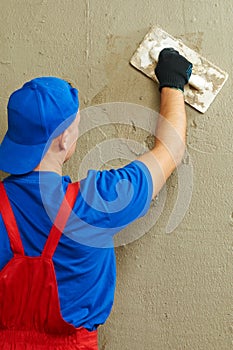 Plasterer at work