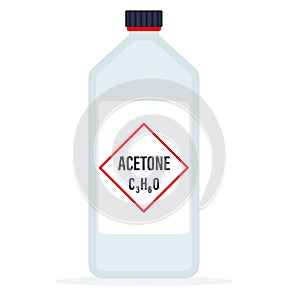 Plastic acetone bottle with chemical formula isolated on white background vector illustration