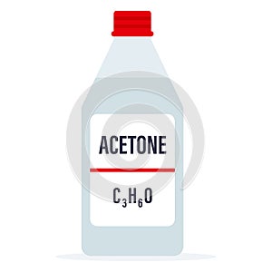 Plastic acetone bottle with chemical formula isolated on white background vector illustration