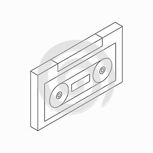 Plastic audio cassette icon, isometric 3d style