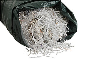 Plastic bag filled with shredded paper