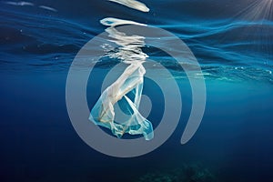 plastic bag floating on the surface of the ocean