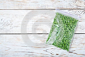 Plastic bag with frozen peas