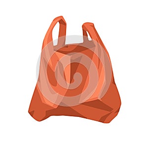 Plastic bag, polythene grocery package with handles. Disposable shopping sack. Lightweight polyethylene cellophane photo