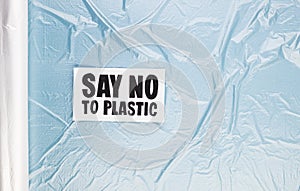 A plastic bag that says say no to plastic