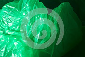 Plastic bag texture in green color. Abstract background and texture for design