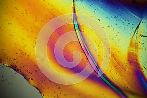 Plastic bag under polarized light microscope