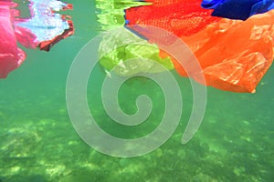Plastic bag underwater of the sea
