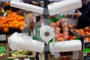 Plastic bags in a supermarket.