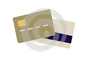 Plastic bank credit, debit card from both front and back sides. Electronic money, finance tool with security chip