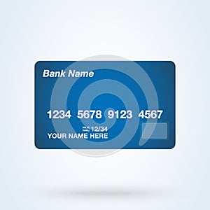 Plastic Bank Credit or Debit Card Vector Illustration on blank white background