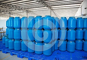 Plastic barrels contain in plant
