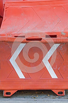 Plastic barrier in orange color used as a safety signal during c