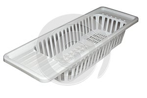 plastic basket for washing dishes on the sink. washing dishes. isolated white