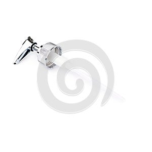 Plastic batcher of bottle liquid soap isolated over white background