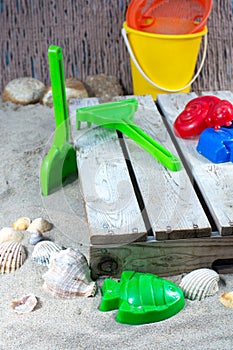 Plastic beach toys for kids, on vacation with childen