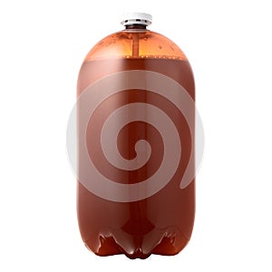 Plastic beer keg with beer isolated. Plastic container for storing and transporting beer in kegs. Equipment for pubs and