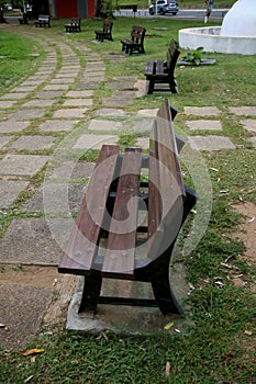 plastic bench in park