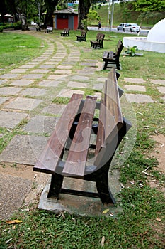 plastic bench in park