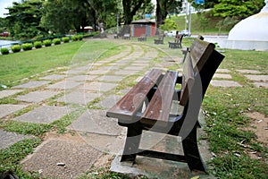 plastic bench in park