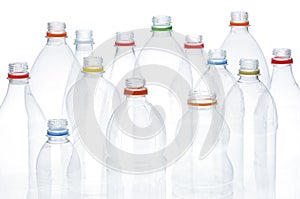 Plastic beverage bottles for recycling.