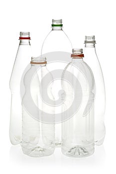 Plastic beverage bottles for recycling.