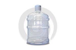 Plastic big bottle for water and pomp on white background.