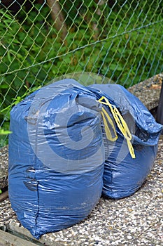 Plastic bin bags full of garden rubbish